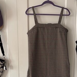 Miss Selfridge Plaid Mini Dress in Beige, Black and Burgundy